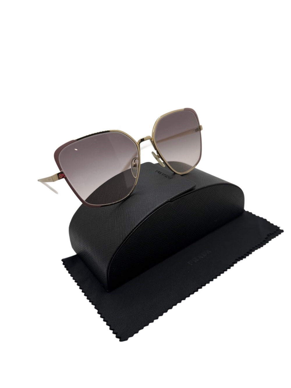 Prada SPR 60X 07B-4K0 Gold Pink Bordeaux Butterfly Sunglasses Box Case & Cloth
